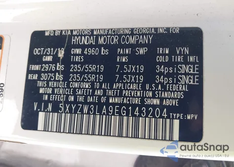 2014 Hyundai Santa Fe Sport 2.0L Turbo из США, поврежденный, VIN 5XYZW3LA9EG143204